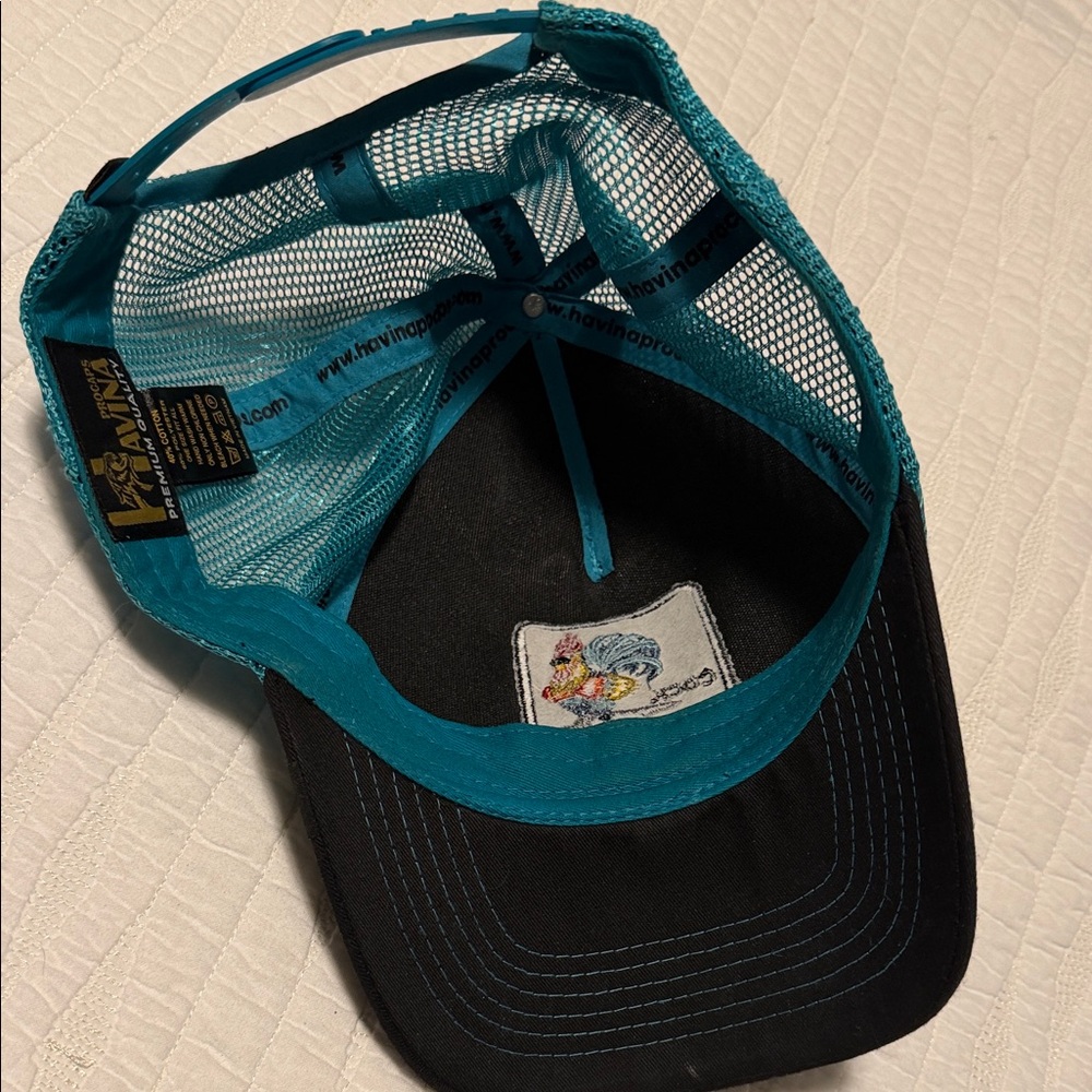 Black And Teal Rooster Patch Cap - image 3